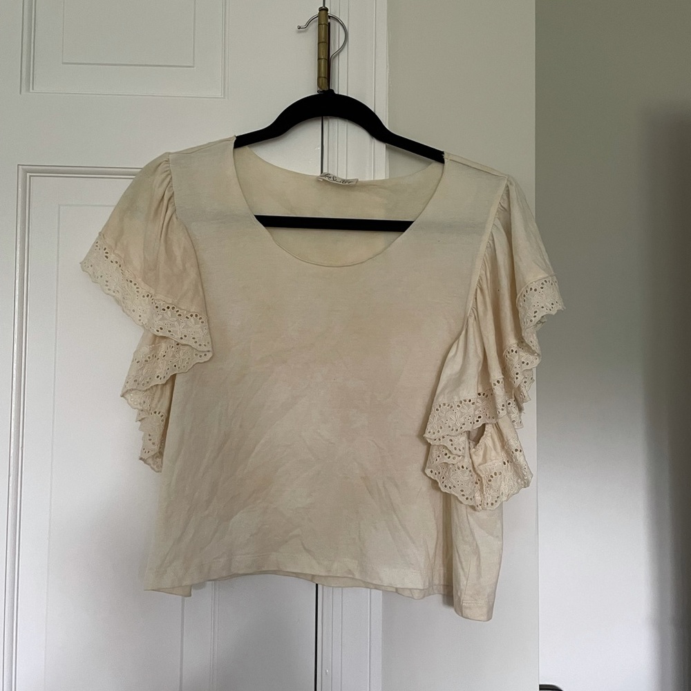 loveshackfancy lace sleeve tee shirt